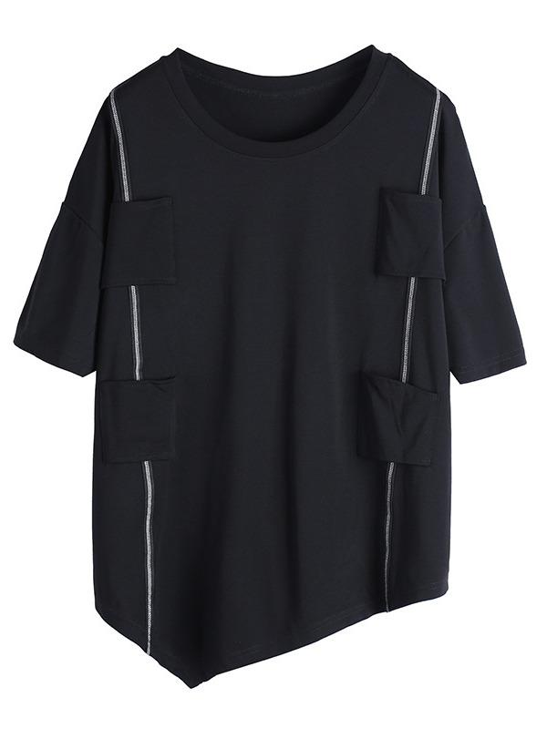 Plus Size Loose Split-Joint Solid T-Shirt