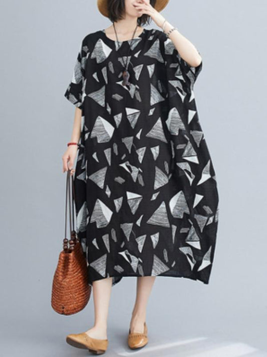 Loose Triangle Printed Midi Dress