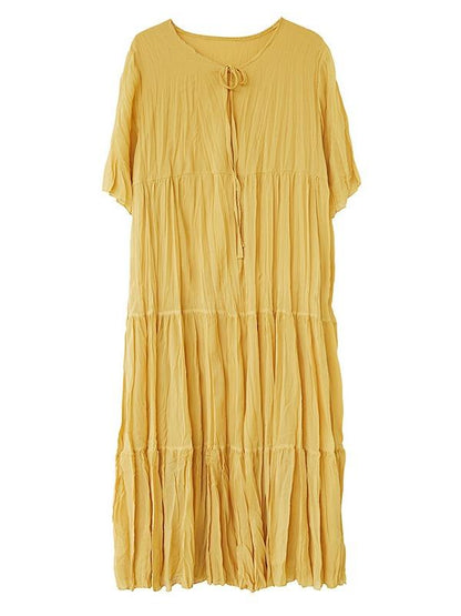 Loose Pleated Chiffon Midi Dress