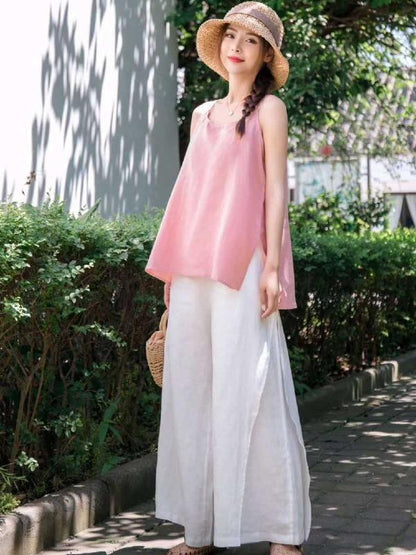 Casual Split-Side Wide Leg Culotte& Pants