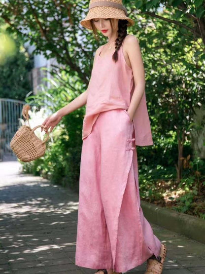 Casual Split-Side Wide Leg Culotte& Pants