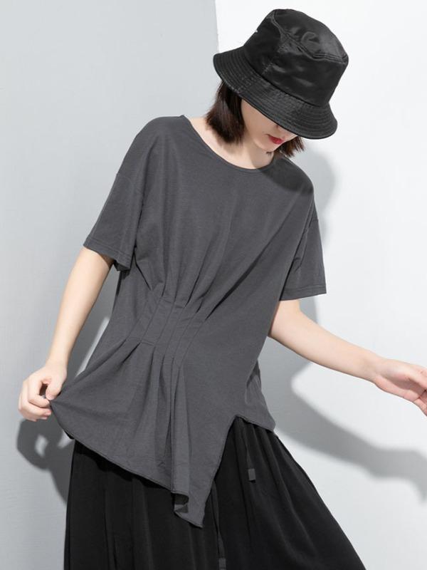 Loose Solid Irregular T-Shirt