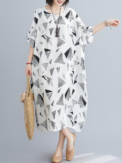 Loose Triangle Printed Midi Dress
