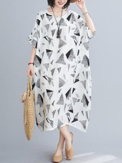 Loose Triangle Printed Midi Dress