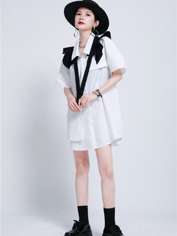 ORIGINAL IRREGULARITY FALBALA SHIRT DRESS