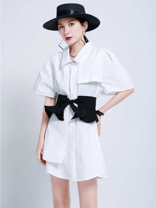 ORIGINAL IRREGULARITY FALBALA SHIRT DRESS