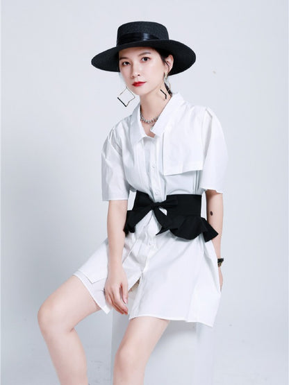 ORIGINAL IRREGULARITY FALBALA SHIRT DRESS