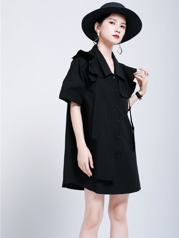 ORIGINAL IRREGULARITY FALBALA SHIRT DRESS