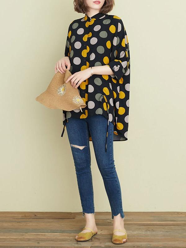 Fashion Polka-Dot Shirt Blouse Tops