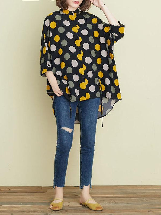 Fashion Polka-Dot Shirt Blouse Tops