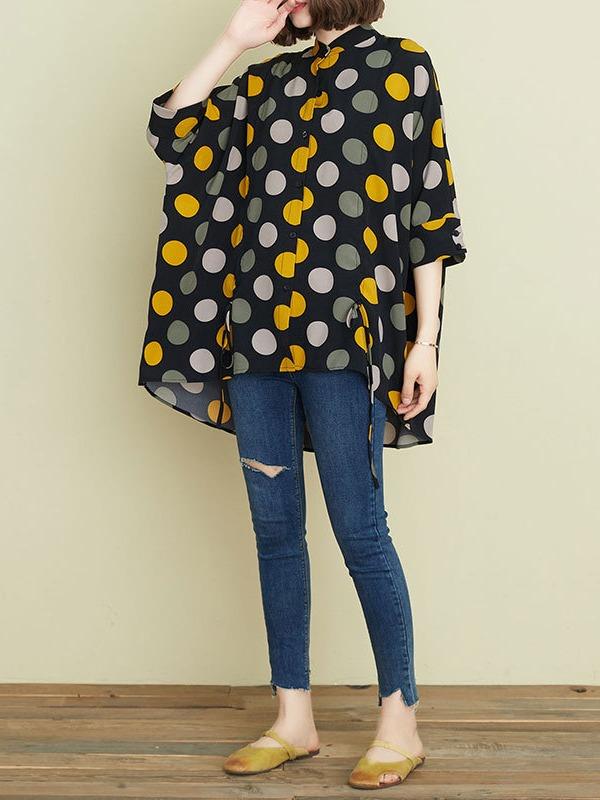 Fashion Polka-Dot Shirt Blouse Tops