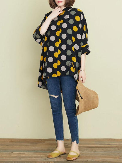 Fashion Polka-Dot Shirt Blouse Tops