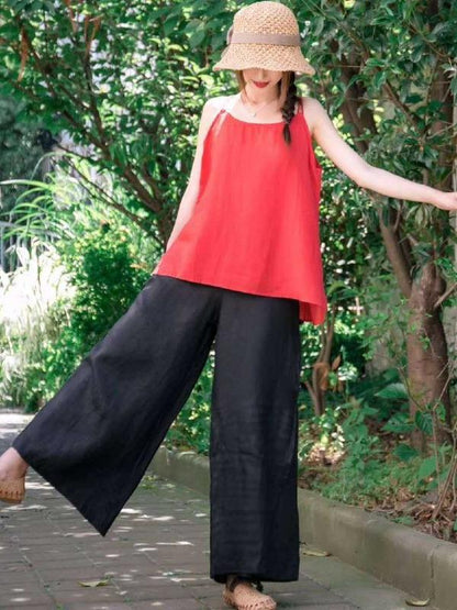 Casual Split-Side Wide Leg Culotte& Pants