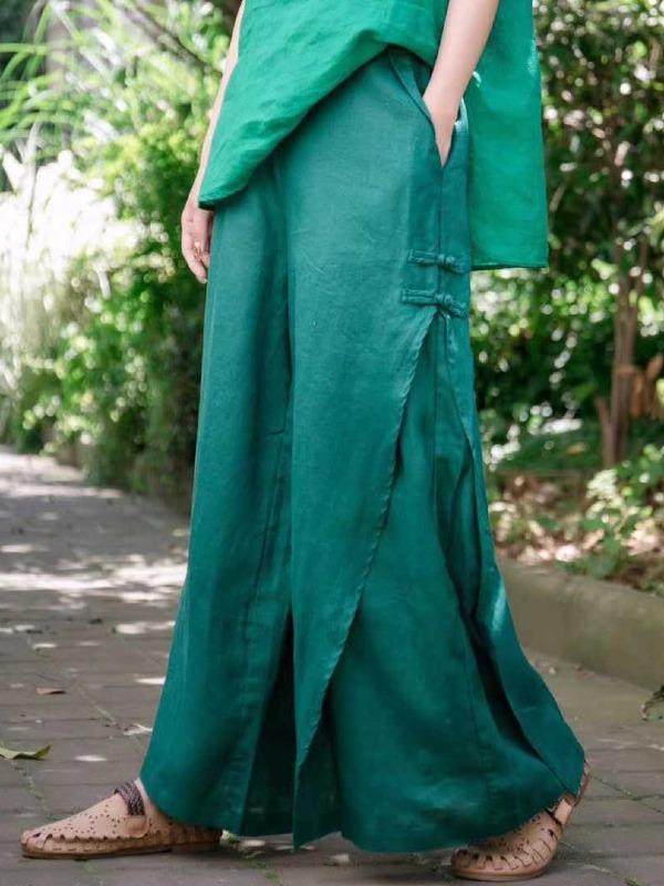 Casual Split-Side Wide Leg Culotte& Pants