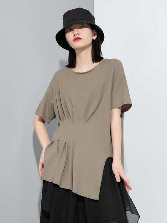 Loose Solid Irregular T-Shirt