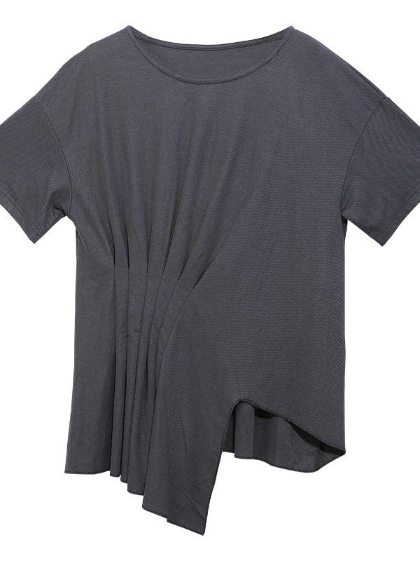 Loose Solid Irregular T-Shirt