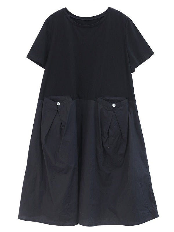 Fashion Solid Split-Joint With Pocket Dress