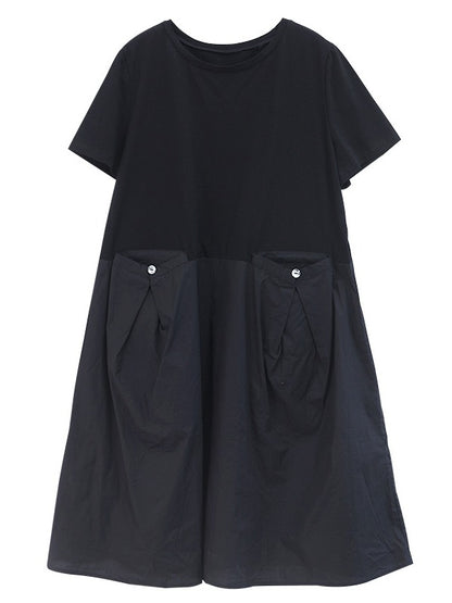 Fashion Solid Split-Joint With Pocket Dress