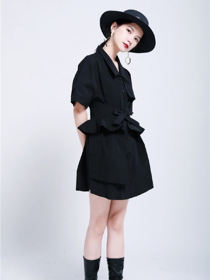 ORIGINAL IRREGULARITY FALBALA SHIRT DRESS
