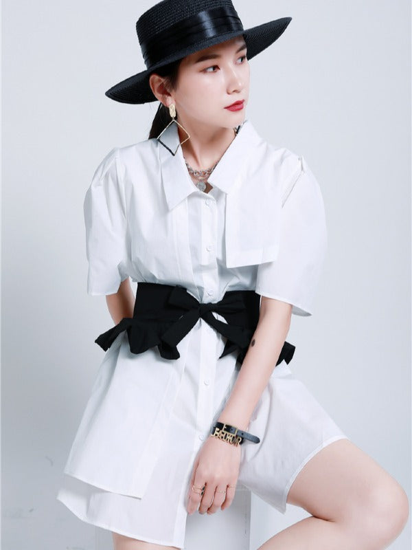 ORIGINAL IRREGULARITY FALBALA SHIRT DRESS