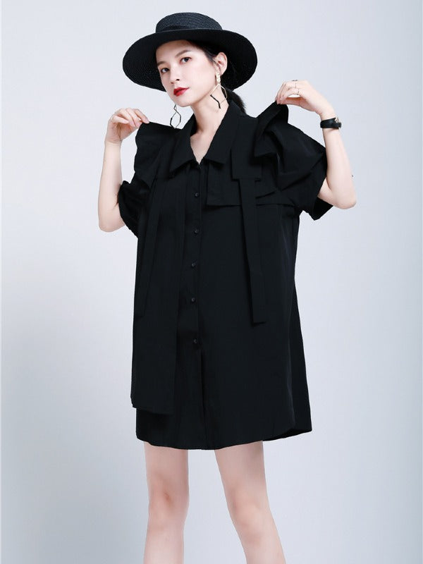 ORIGINAL IRREGULARITY FALBALA SHIRT DRESS