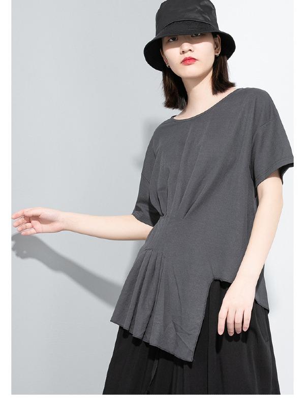 Loose Solid Irregular T-Shirt