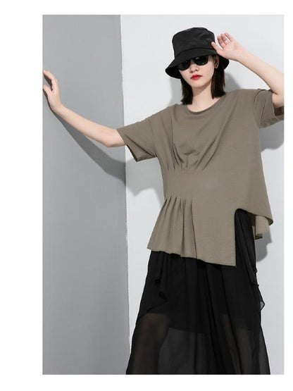 Loose Solid Irregular T-Shirt