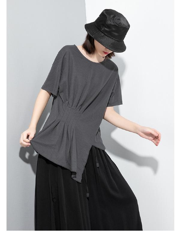 Loose Solid Irregular T-Shirt