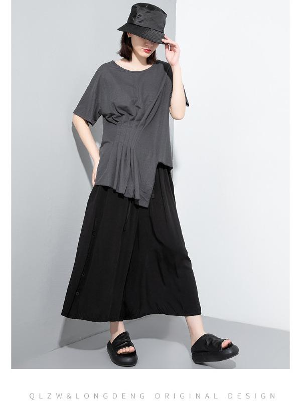 Loose Solid Irregular T-Shirt