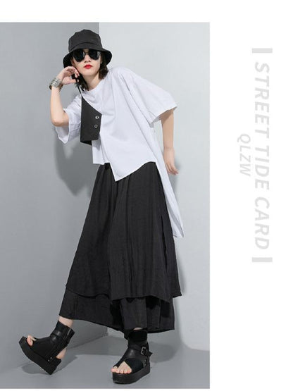 Simple Split-Joint Irregular T-Shirt