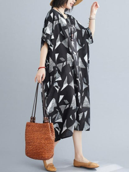 Loose Triangle Printed Midi Dress