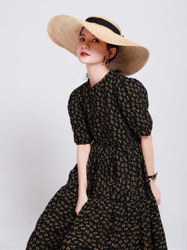 Fashion Floral Bishop Sleeve Dress