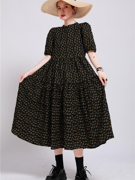 Fashion Floral Bishop Sleeve Dress