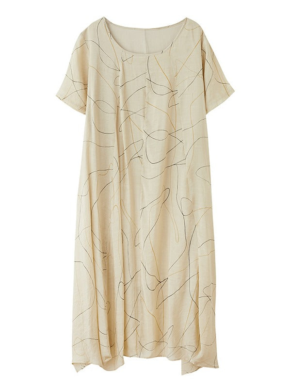 PLUS SIZE LOOSE SOLID PRINT MAXI DRESS