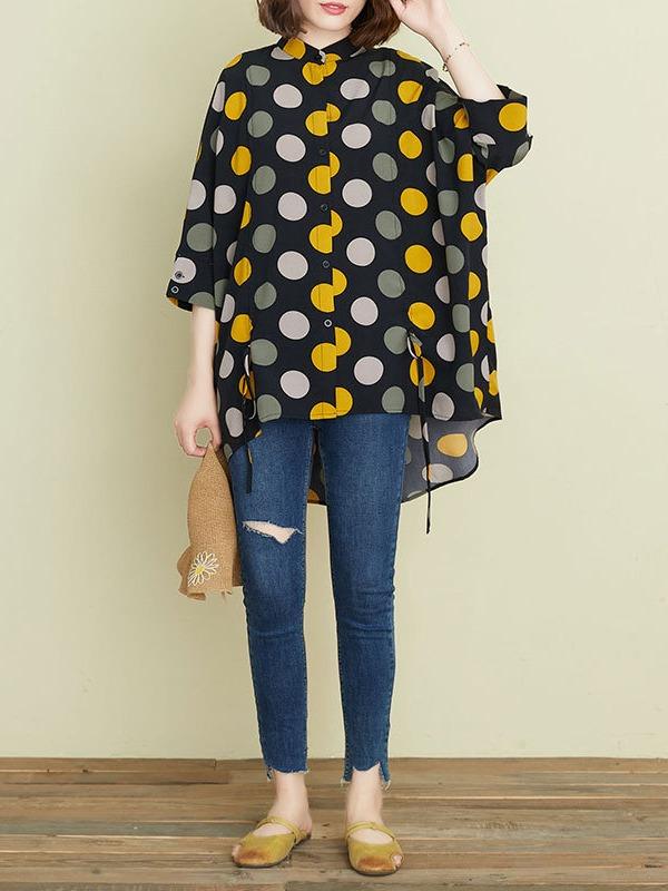 Fashion Polka-Dot Shirt Blouse Tops