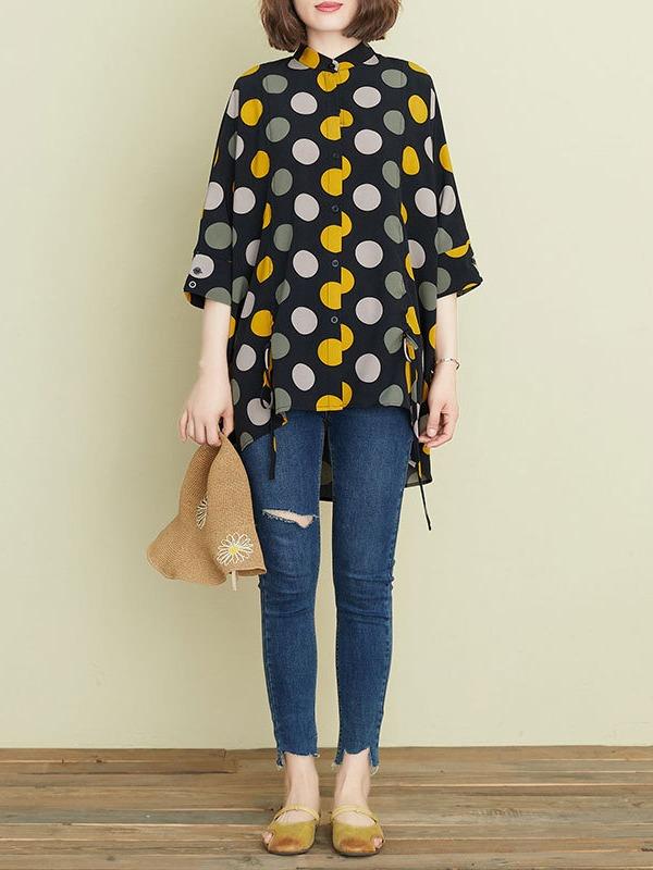 Fashion Polka-Dot Shirt Blouse Tops