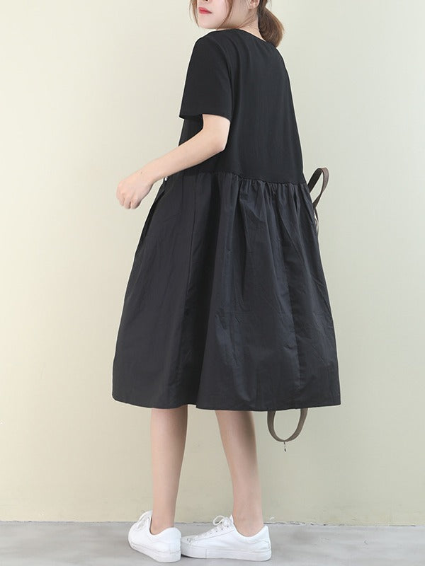 Fashion Solid Split-Joint With Pocket Dress
