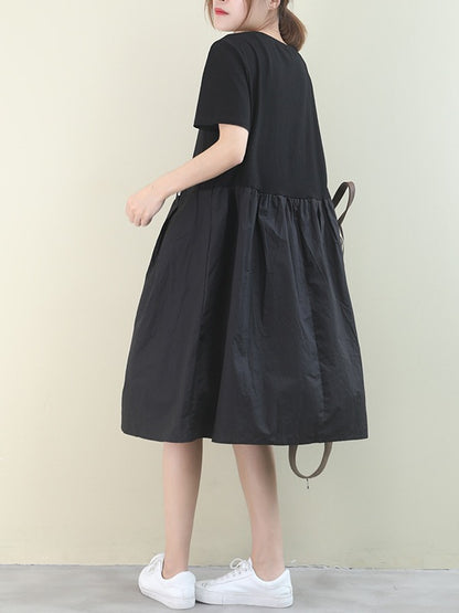 Fashion Solid Split-Joint With Pocket Dress