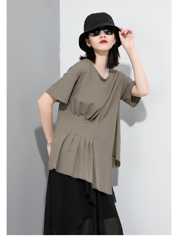 Loose Solid Irregular T-Shirt