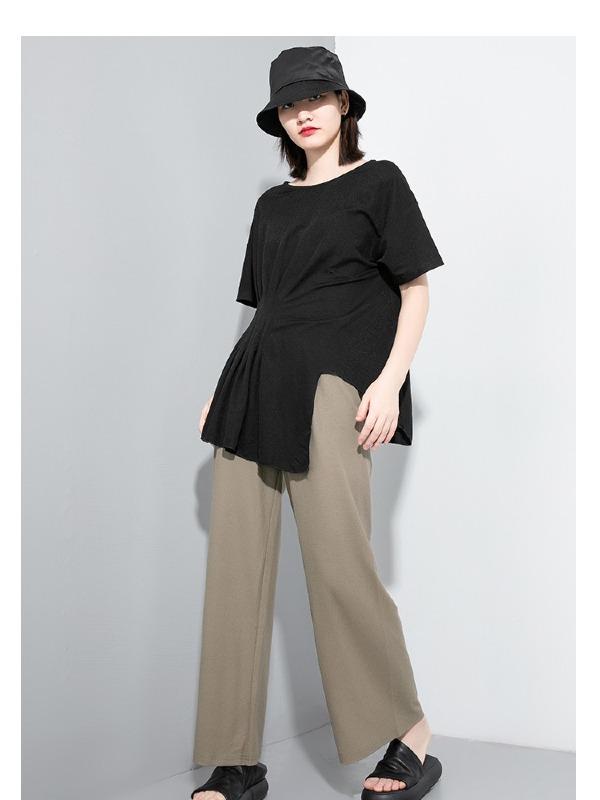 Loose Solid Irregular T-Shirt
