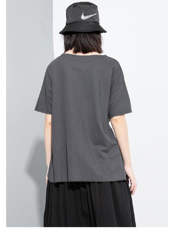 Loose Solid Irregular T-Shirt