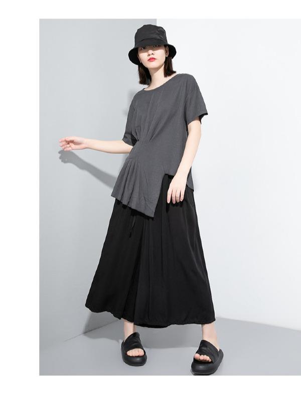 Loose Solid Irregular T-Shirt