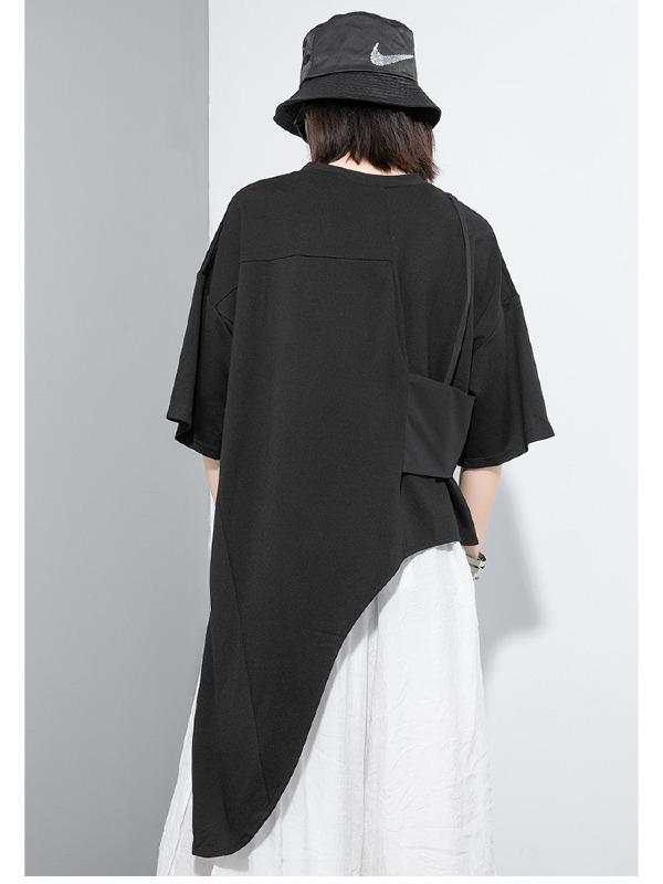 Simple Split-Joint Irregular T-Shirt