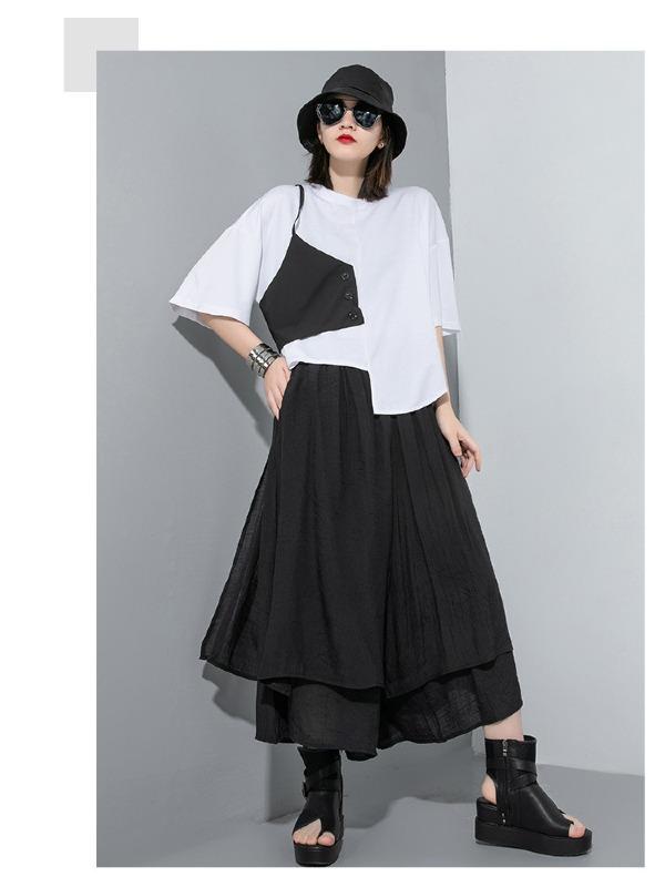 Simple Split-Joint Irregular T-Shirt