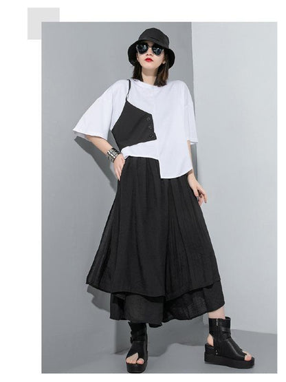 Simple Split-Joint Irregular T-Shirt