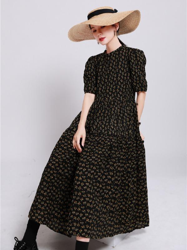 Fashion Floral Bishop Sleeve Dress