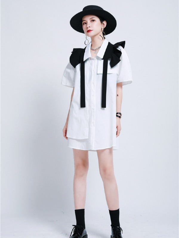 ORIGINAL IRREGULARITY FALBALA SHIRT DRESS