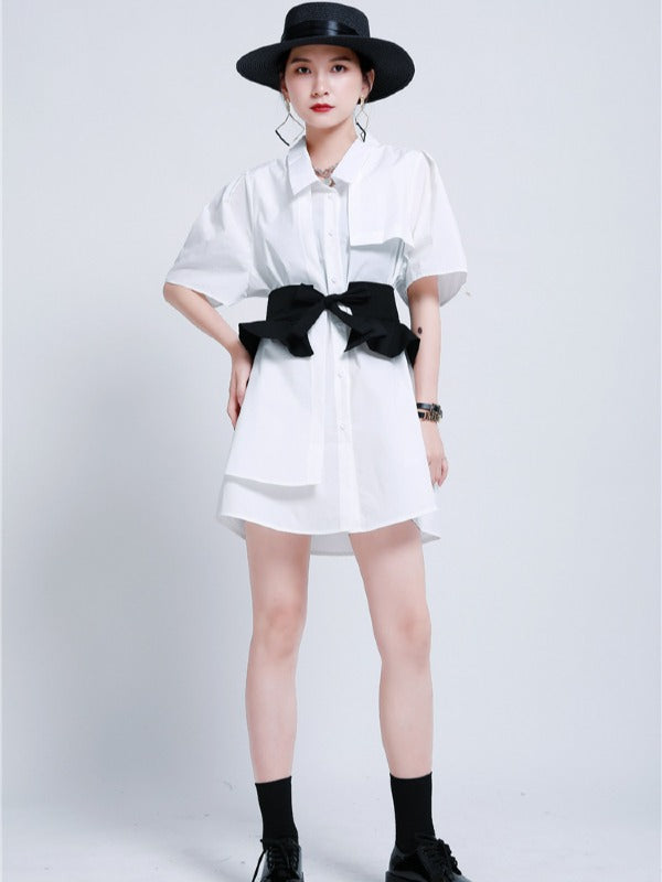 ORIGINAL IRREGULARITY FALBALA SHIRT DRESS