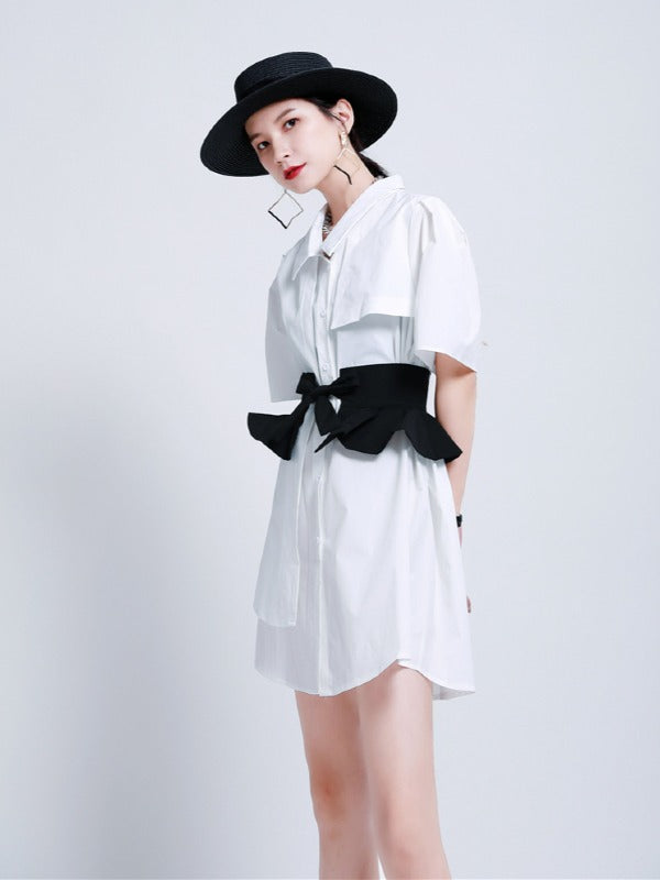ORIGINAL IRREGULARITY FALBALA SHIRT DRESS