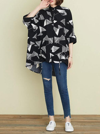 Artistic Drawstring Elasticity Batwing Sleeve Shirt Blouse Tops